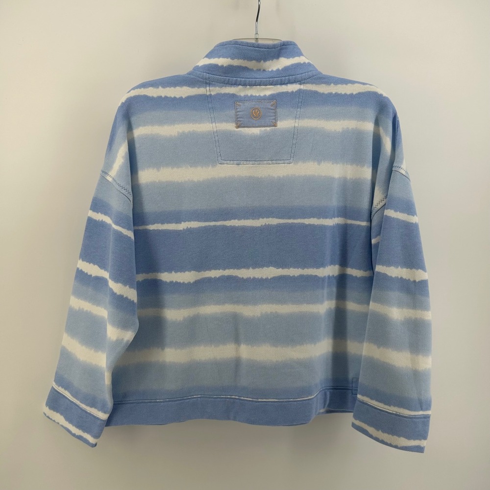 FatFace The Airlie Pullover Womens L 12 Blue White Striped Quarter Zip Cotton - Picture 2 of 9